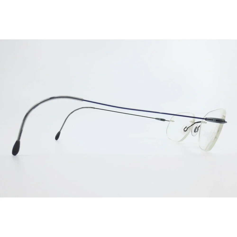 Rimless Minimalist Wire Frame Eyeglasses Black Gunmetal Cable Temples 39733